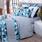 Jogo De Cama Orlando Geométrico Cinza Queen 03 Peças - Percal