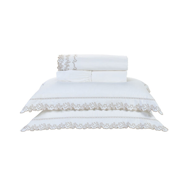 Jogo De Cama Palha 200 Fios 100% Algodão Casal 4 Peças 2,60m