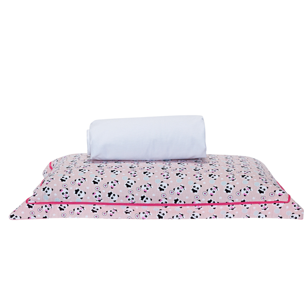 Jogo De Cama Panda Rosê/branco Solteiro 02 Peças - Percal 140