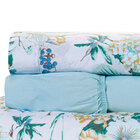 Jogo De Cama Para Solteiro Floral Azul 200 Fios 100% Algodão