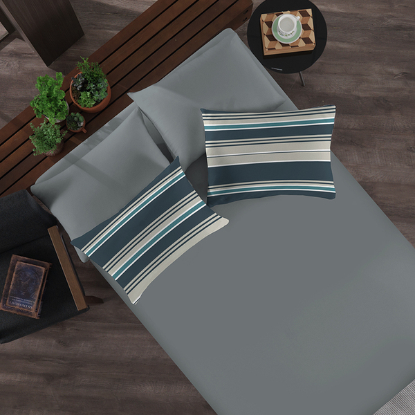 Jogo De Cama Portallar King Malha Troia 3 Pçs Cinza