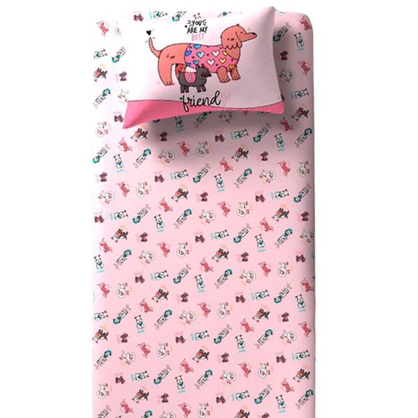 Jogo De Cama Portallar Solteiro Mista Friends 2 Pçs Rosa