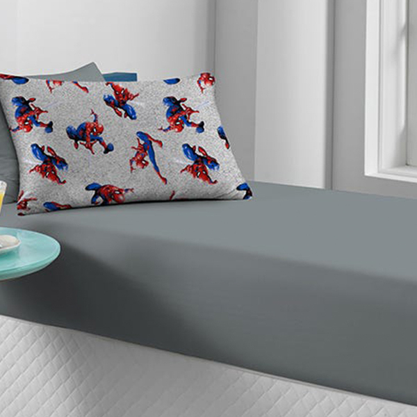 Jogo De Cama Portallar Solteiro Misto H. Aranha 02 Pçs Cinza