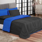 Jogo De Cama Primor Queen Kit 6 Pçs Preto E Azul Casa Dona