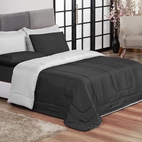 Jogo de cama queen preto e branco Clearance