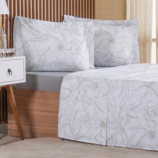 Jogo De Cama Queen 4 Pçs 200 Fios 100% Algodão 160x200x35cm D