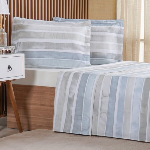 Jogo De Cama Queen 4 Pçs 200 Fios 100% Algodão 160x200x35cm L