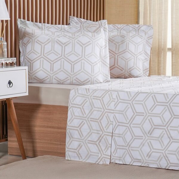 Jogo De Cama Queen 4 Pçs 200 Fios 100% Algodão 160x200x35cm R