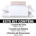 Jogo De Cama Queen 4 Peças Lençol Com Elástico 100 Algodão Pe