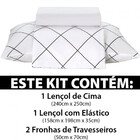 Jogo De Cama Queen 4 Peças Lençol Com Elástico 100 Algodão Pe