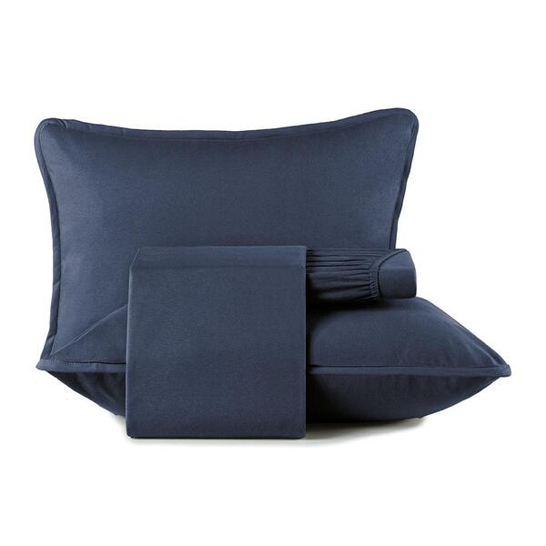 Jogo De Cama Queen Altenburg Malha Fio Penteado Azul  Minimal