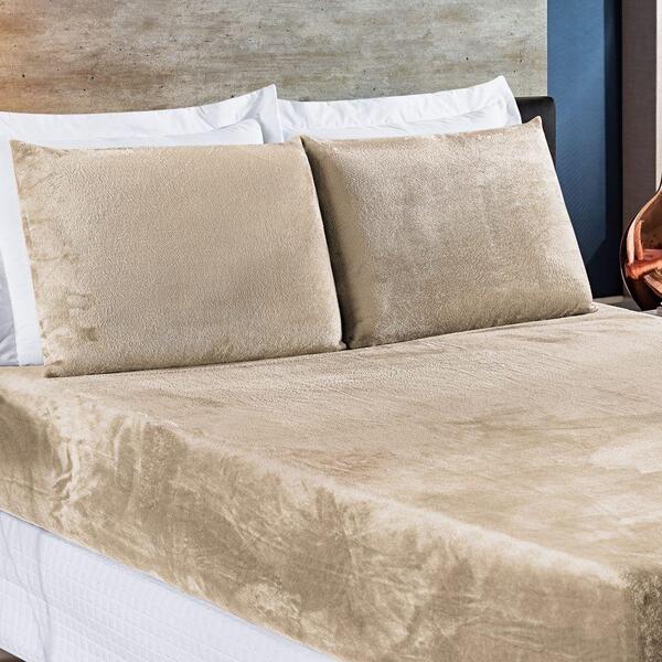 Jogo De Cama Queen Biasoft Manta 3 Peças Cáqui