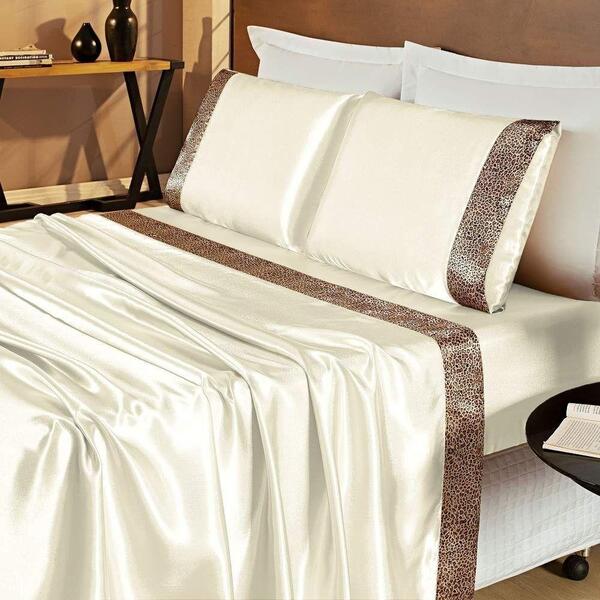 Jogo De Cama Queen Cetim Glamour 4 Peças - Palha