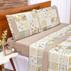 Jogo de Cama Queen Patchwork Verde Estampado 4 Peças