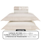 Jogo De Cama Queen Percal 200 Fios 100 Algodão Karsten