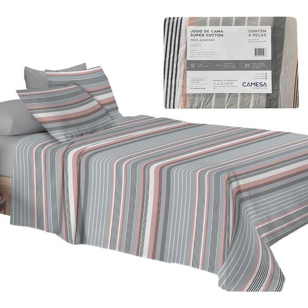 Jogo De Cama Queen Sera Super Cotton Duplo 4 Peças Camesa 1.0