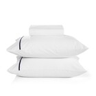 Jogo de Cama Casal Queen Size Liam Algodão Branco e Marinho 158x198cm Karsten