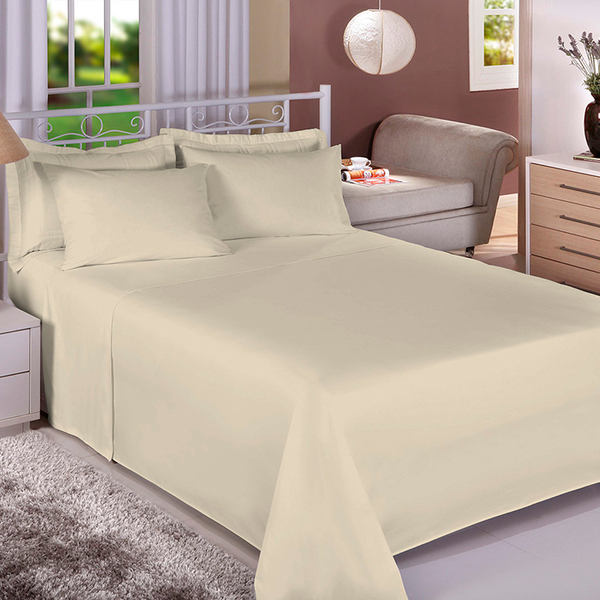 Jogo De Cama Queen Size Liso 180 Fios Fiori Creme