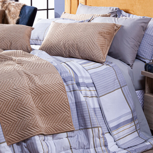 Jogo De Cama Ravena Cinza Casal Padrão 04 Peças - Percal 200