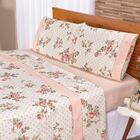 Jogo De Cama Requinte Floral Salmão Queen Percal 180 Fios 04