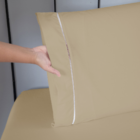 Jogo De Cama Solteiro 140 Fios Ponto Palito Caqui Valle Enxov