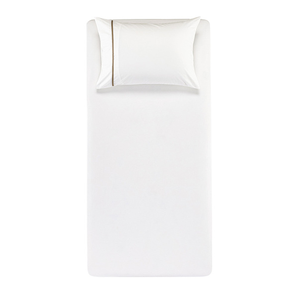 Cama posta: Jogo de Cama Solteiro Branco com Taupe