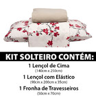 Jogo De Cama Solteiro 3 Peças Lençol Com Elástico 100 Algodão