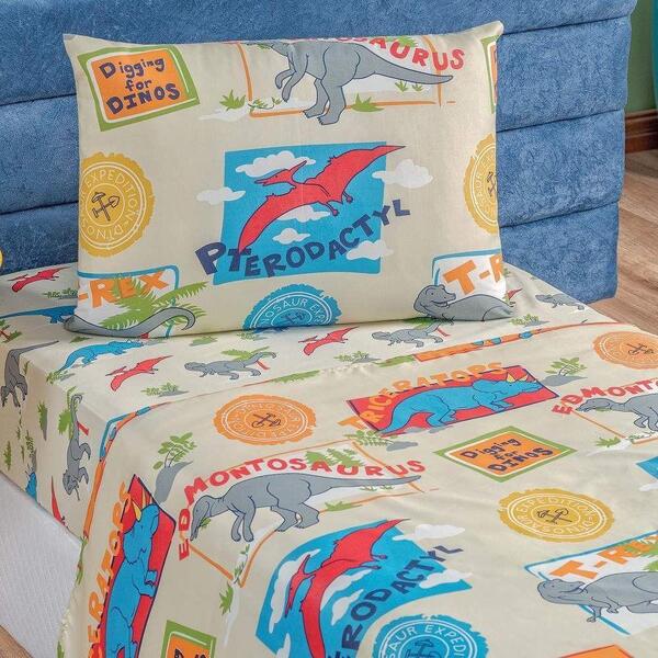 Jogo De Cama Solteiro Babel Em Microfibra 3 Pçs Kids Dino