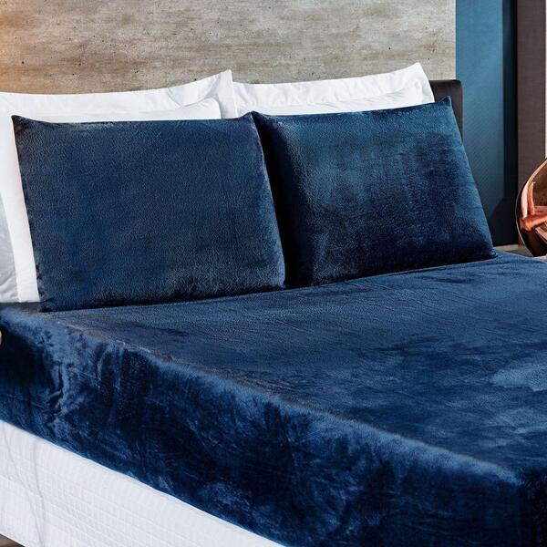 Jogo De Cama Solteiro Biasoft Manta 2 Peças Marinho