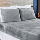 Jogo De Cama Solteiro Biasoft Manta Flannel 2 Peças Cinza