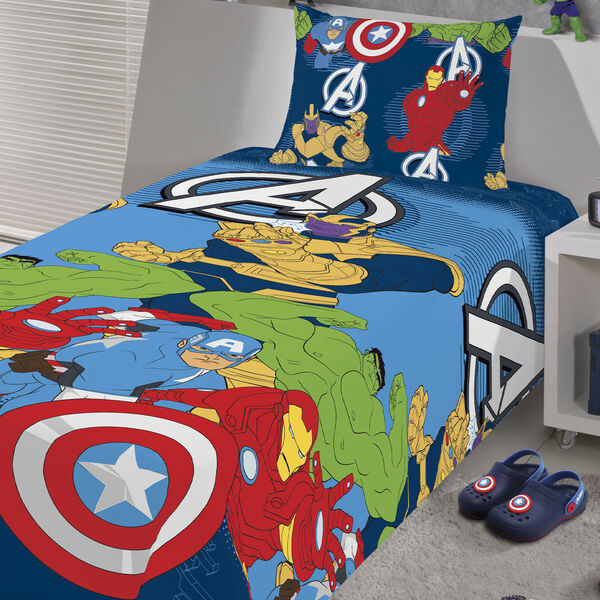 Jogo De Cama Solteiro Capitão América Lepper Azul Un
