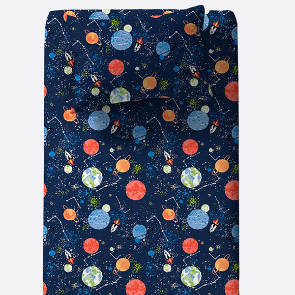 Jogo De Cama Solteiro Doce Vida Misto 2 Pçs Space Marinho