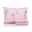 Jogo de Cama Solteiro Infantil Bailarina Rosa Karsten Percal