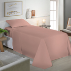 Jogo De Cama Solteiro Liso 130 Fios Fiori Rosa Antigo