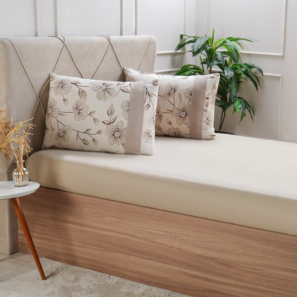 Jogo De Cama Solteiro Malha 2 Pçs Bella Cama New 88x188cm Bege