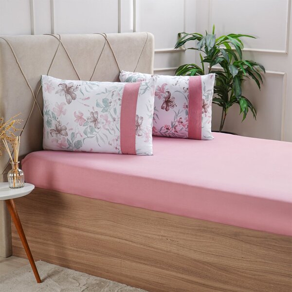 Jogo De Cama Solteiro Malha 2 Pçs Bella Cama New 88x188cm Rosa