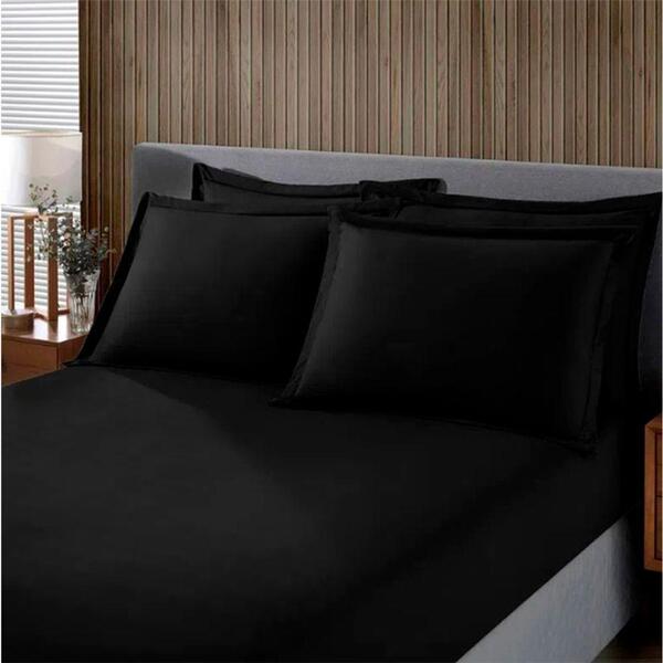 Jogo De Cama Solteiro Malha Liso 2 Peças Image Preto