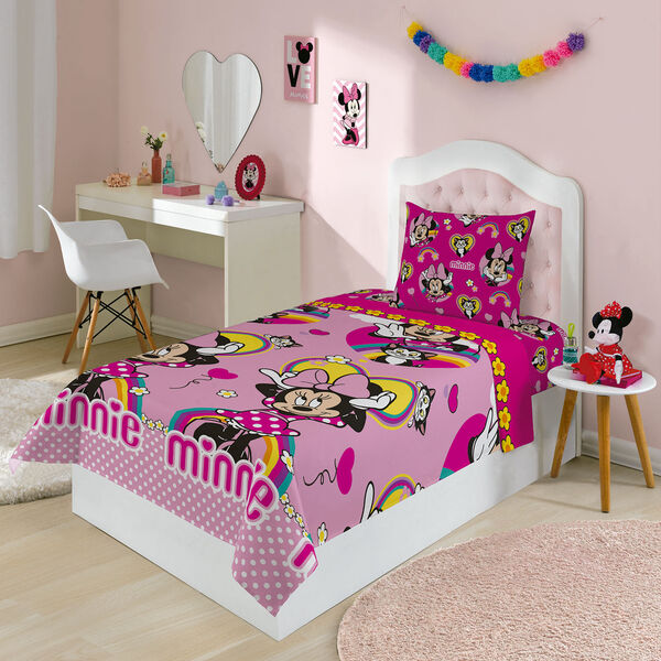 Jogo De Cama Solteiro Minnie Lepper Rosa Un