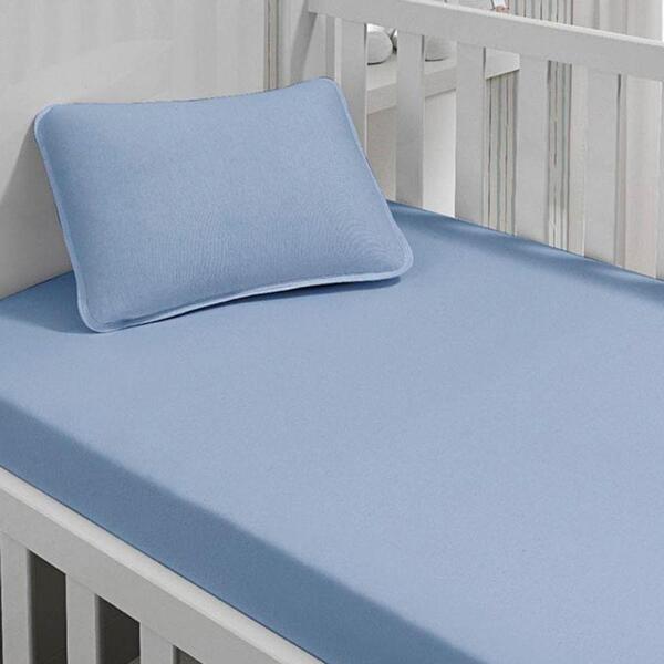 Jogo De Cama Tecebem Baby Mini Cama Malha 2 Peças Liso Azul