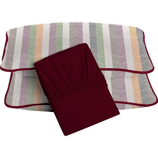 Jogo De Cama Tecebem Casal Malha 3 Pçs Tom Premium Merlot