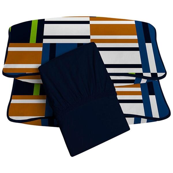 Jogo De Cama Tecebem King Malha 3 Pçs Luiz Premium Marinho