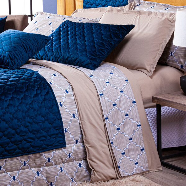 Jogo De Cama Veneza Bege Queen 04 Peças - Percal 200 Fios