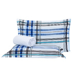 Jogo De Cama Xadrez Azul/branco Queen 03 Peças - Percal 140 F