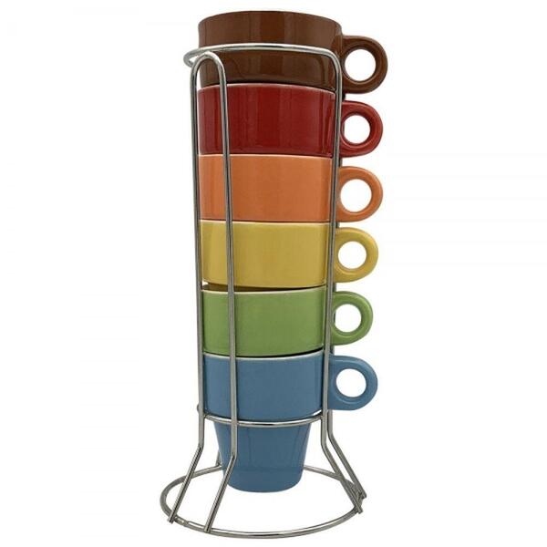 Jogo De Caneca Café Com Suporte 6 Peças Ck3374 - Clink