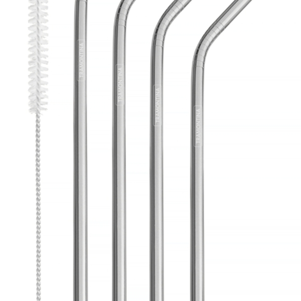Jogo De Canudos Em Aco Inox Com Escova 5 Pecas Tramontina