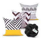 Jogo De Capa De Almofada Amarela E Preta Kit 3 Unidades 45cm