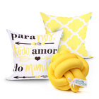 Jogo De Capa De Almofada Amarela Frase Decorativa 2 Unidades