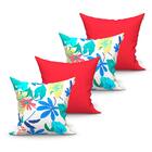 Jogo De Capa De Almofada Floral Vermelha 4 Unidades 60cm X 60