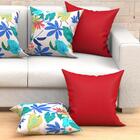 Jogo De Capa De Almofada Floral Vermelha 4 Unidades 60cm X 60