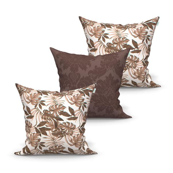 Jogo De Capa De Almofada Grande Decorativa Marrom Medalhão Ra
